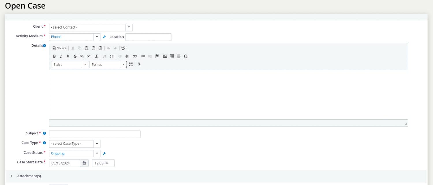 Screenshot for the Cases Management Feature